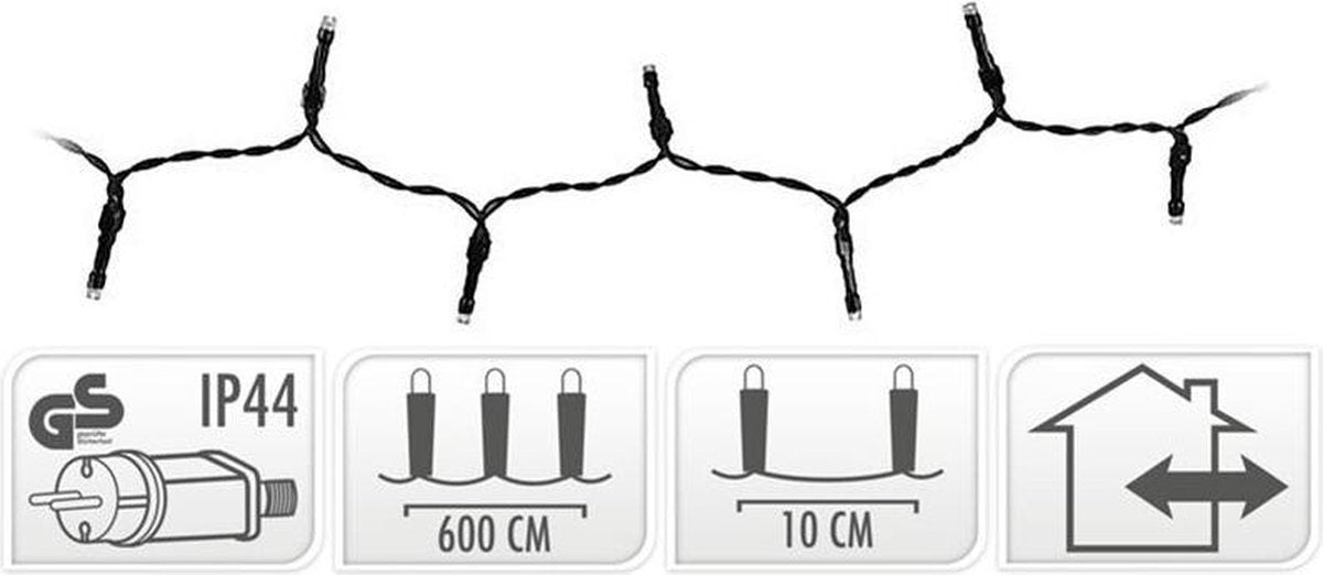 Lumières de Noël LED 9 m - 120 LED - Blanc extra chaud - Intérieur et extérieur - Avec adaptateur IP44