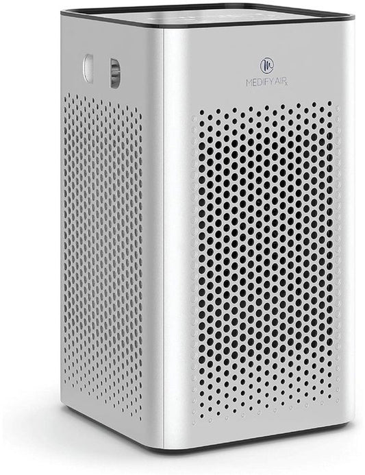 Purificateur d'air Medify Air MA-25 – 170 m³/h – Filtre HEPA H13 et commande tactile – Mode nuit – Filtre à air contre le rhume des foins, les allergies et les acariens – Argent