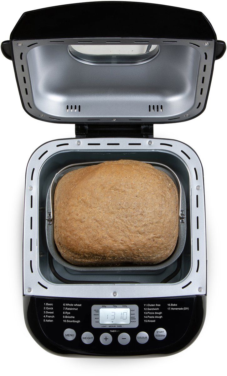 Domo B3978 Machine à pain 17 programmes - Levain - Sans gluten - 500-1 000 g - Noir