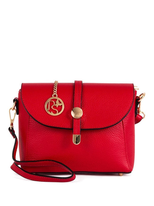 Sac à main en cuir italien Pia Sassi - Rouge - 25 x 19 x 8 cm