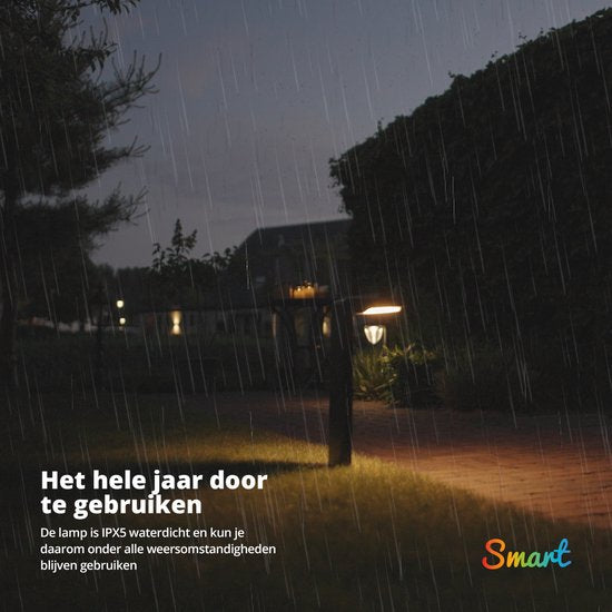 FlinQ Gaia - Lumière solaire intelligente pour le jardin - Lumière solaire pour le jardin - Puissance solaire - Lumière blanche et colorée - Détecteur de mouvement - Lot de 2 - Noir