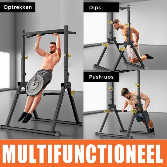 DH FitLife Foldable Power Tower Dip Station | Barre de traction autoportante jusqu'à 150 kg avec barres de traction et supports d'haltères | Power station Power tower | Station de fitness