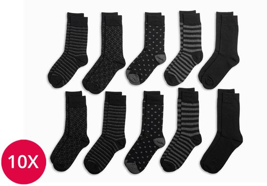 Milanoro - 10 paires de chaussettes en coton élégantes pour homme - Bleu marine - 43-46