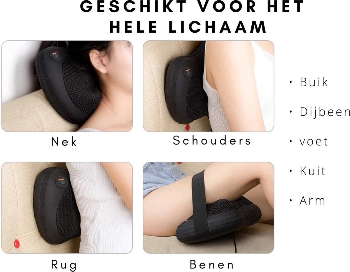 Auronic Coussin de Massage Shiatsu - Appareil électrique pour le cou et le dos - avec fonction chaleur - Noir