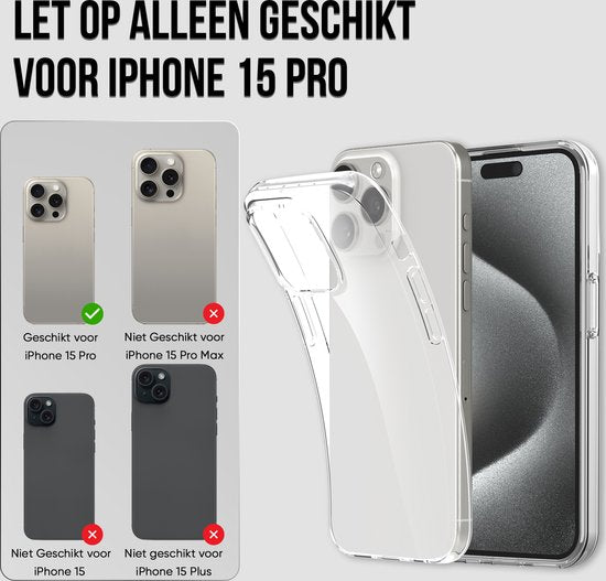 Phone Case Transparent Fit Iphone 15 Pro Case Transparent With Screen Protector Protective Glass