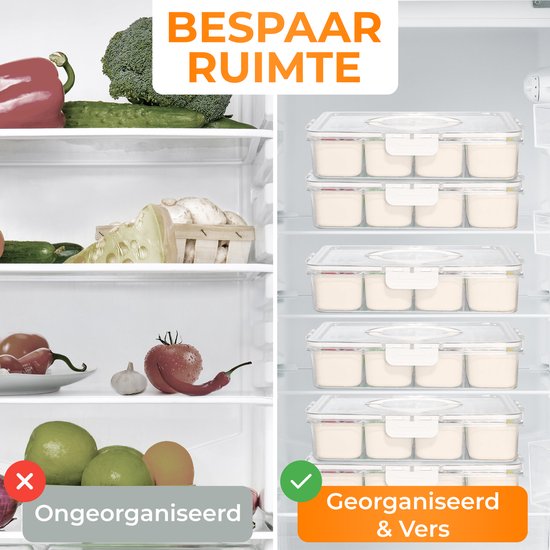 Posity Snack Box - Boîte à snacks avec compartiments - Avec couvercle et poignée - 8 compartiments - Sur le pouce - Boîte de rangement - Plastique - Blanc