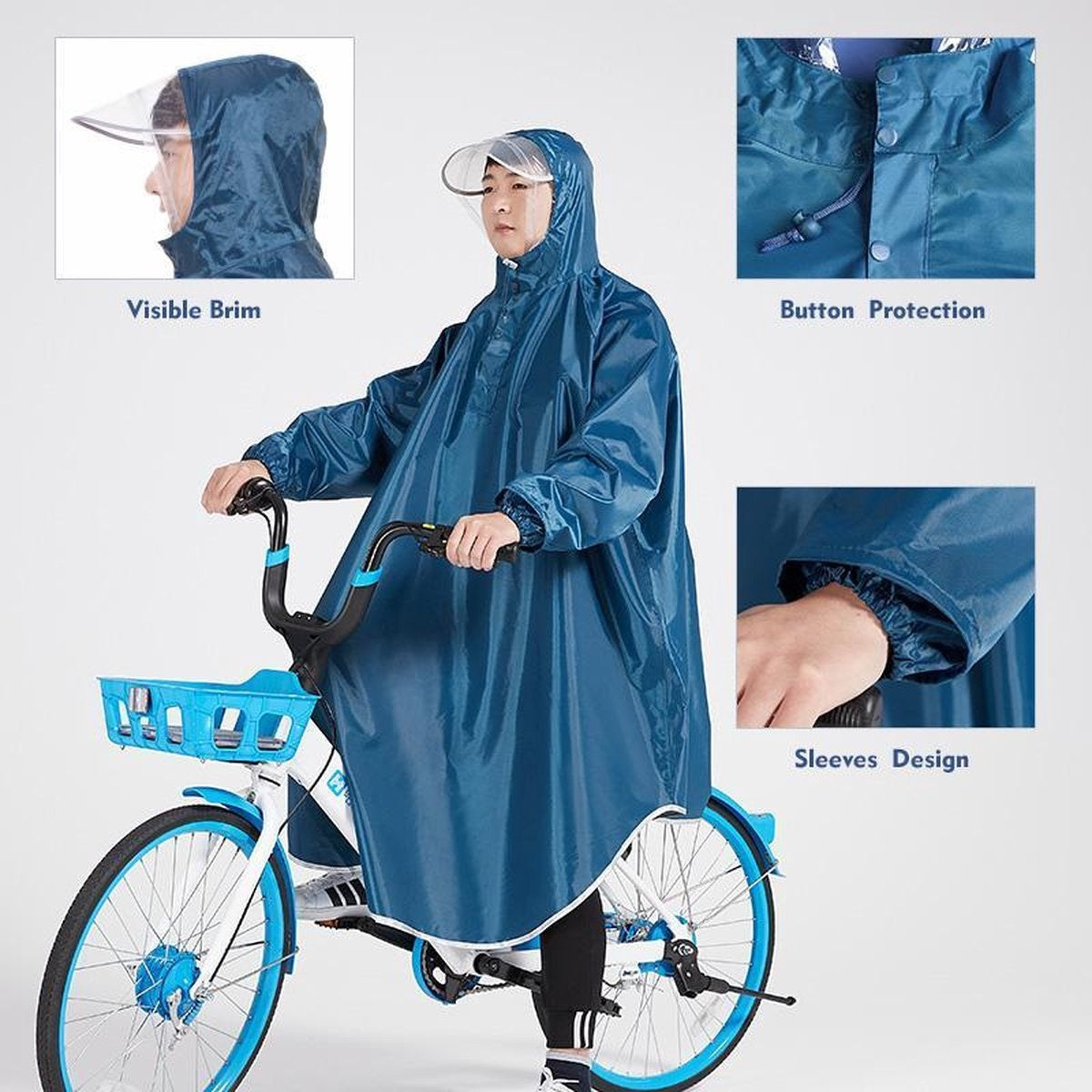 Fuegobird - Poncho Pluie - Vélo Randonnée Moto - Poncho Extérieur - Poncho Qualité - Taille unique - Unisexe Cyan