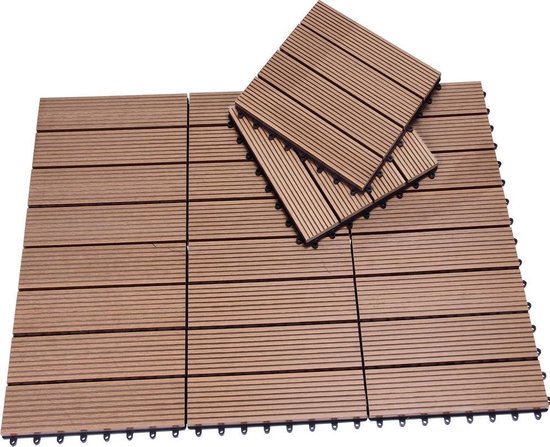 Dalles de terrasse en WPC - Lot de 22, modèle Classique 30 x 30 cm - Terracotta