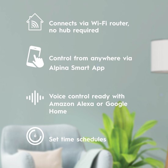 Télécommande universelle Alpina Smart Home - Wifi - Minuteur - Compatible avec Amazon Alexa et Google Home