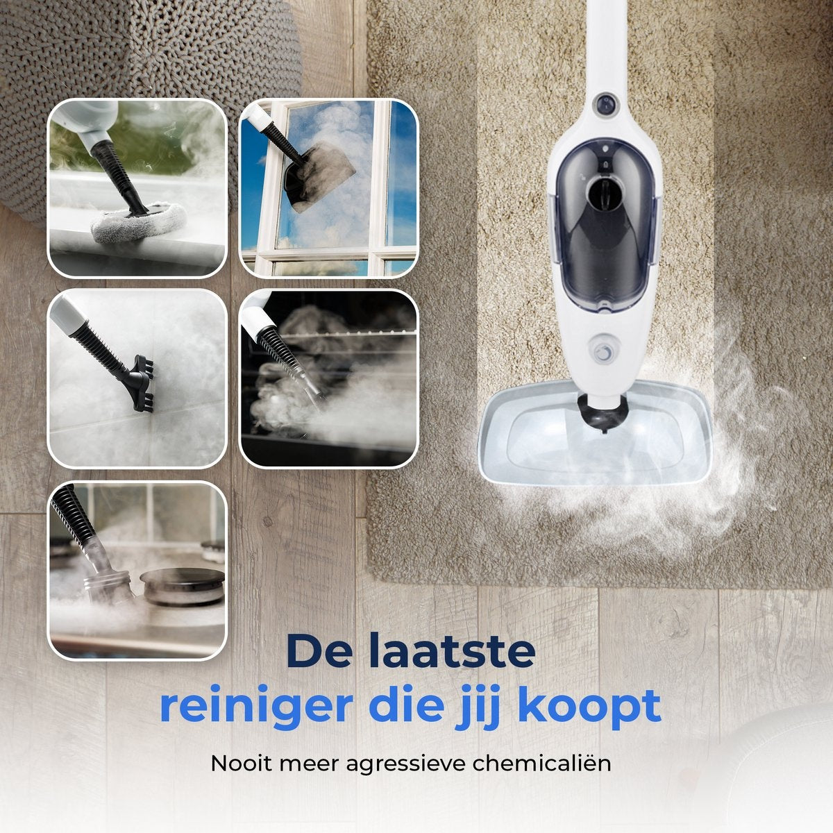 URGOODS - Nettoyeur vapeur haute pression 2-en-1 et sèche-mains - plastique blanc - comprend 8 accessoires et 2 chiffons en microfibre - pour sols et canapés - multifonctionnel et hygiénique