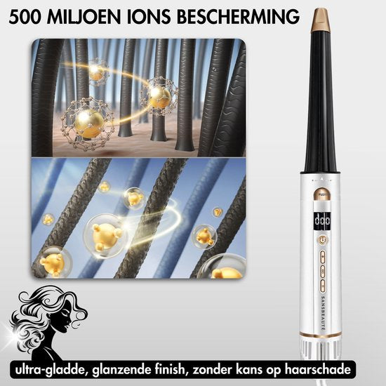 Sansbeauté® 9-in-1 Airstyler with Diffuser and Storage Box - Multistyler - Hair dryer brush short hair - Hair curler - Hair styler - Hair dryer - Heat brush - Curling brush - Curling iron - Hair straightener - Styling brush - 5 in 1 Hairstyler