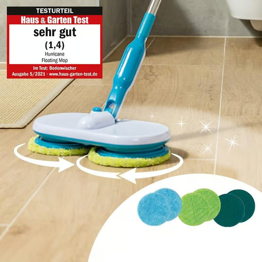 Balai à franges sans fil Hurricane - Convient à tous les types de sols - Livré avec des patins de nettoyage lavables offerts