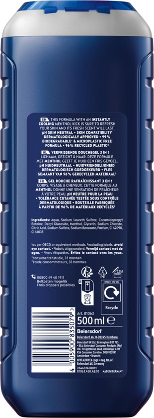NIVEA MEN Gel douche Cool Kick