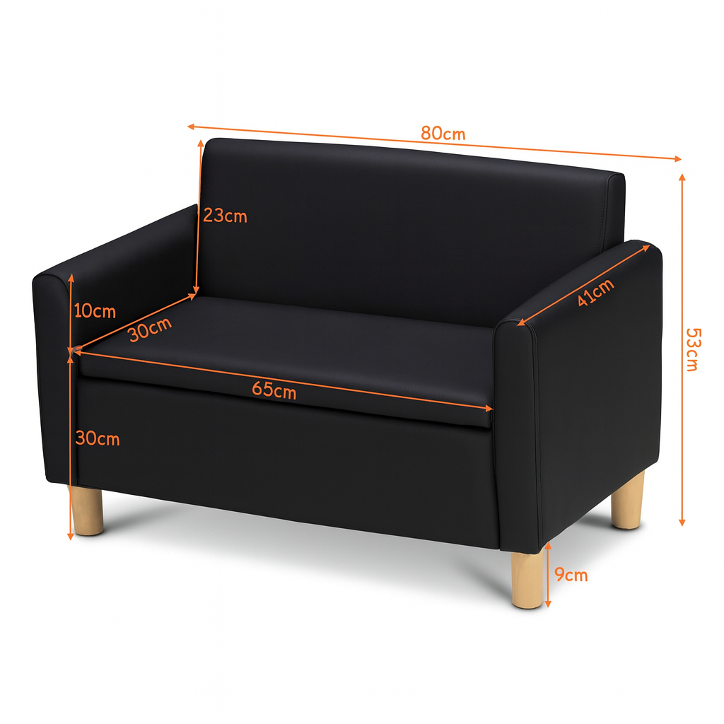 Banc pour enfants Coast - Rangement caché - 80 x 41 x 53 cm - Noir