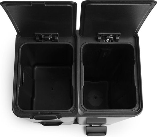 Umuzi Poubelle de nettoyage - 60L - Fermeture douce - Noir mat - Séparation des déchets 3 bacs - 47 x 39 x 72