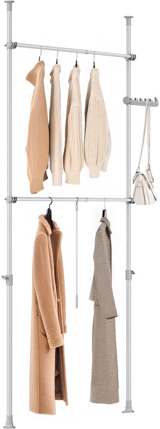 Porte-vêtements télescopique SoBuy - Système de rangement réglable - Système de tringles à vêtements - L(75–126) × H(200–295) cm, gris FRG109-II-HG