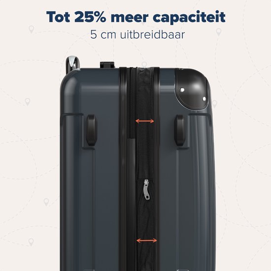 TRVLMORE Set de valises - 2 pièces - 45L Hand Luggage + 115L Spacious Luggage - TSA Lock - Lightweight - Travel Suitcase Set - Dark Grey