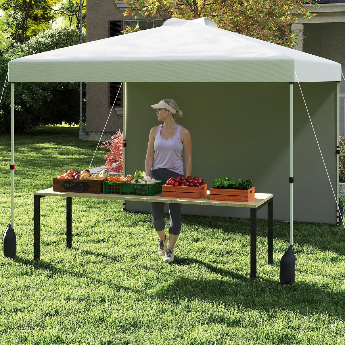 Pavillon de jardin éphémère Coast - 3 x 3 m - paroi latérale amovible - blanc