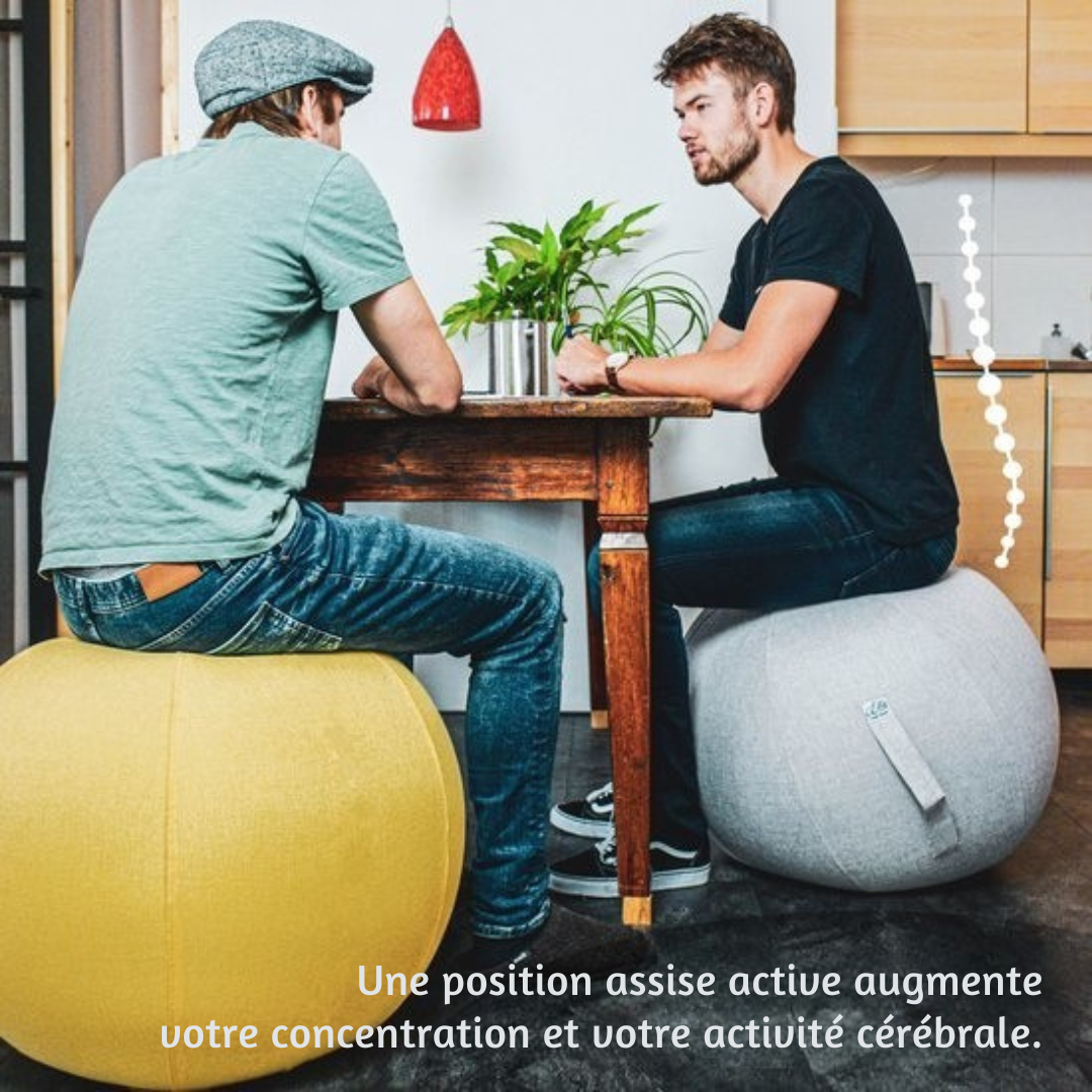 Ballon de siège pour le bureau et la maison Backerz® - 65 CM - Ballon de yoga de luxe - Ballons de siège avec housse - Ballon ergonomique pour chaise de bureau - Lin gris sable