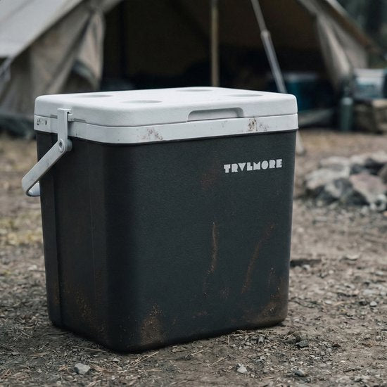 TRVLMORE Cool Box 26L - 65 heures de réfrigération - Frigobox - 2 éléments réfrigérants inclus - Anthracite