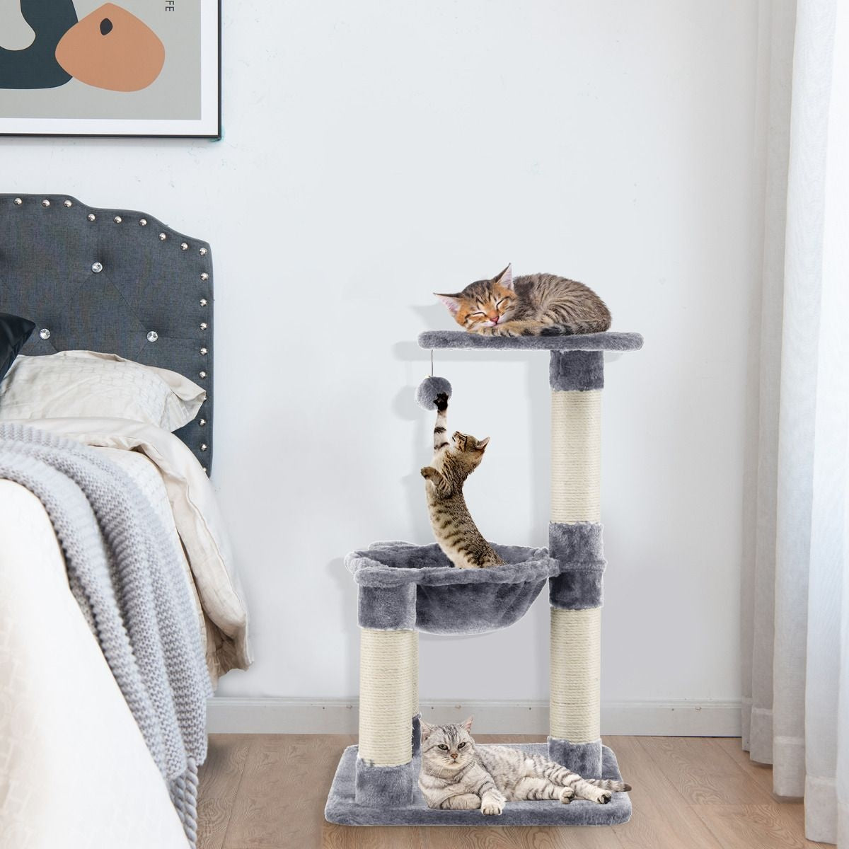 Coast Multi -Storey Scratching Post Arbre à chat avec un hamac confortable gris