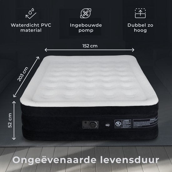 Lit gonflable - FLOAT - 2 personnes - pompe électrique intégrée - gonflage rapide - 152 x 203 x 52 cm - autogonflant - Queen