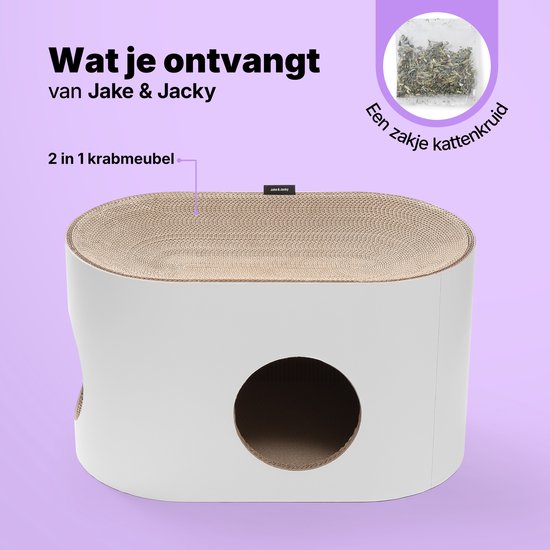 Jake and Jacky Scratching Cardboard for Cats - Maison pour chat en carton - Scratching Post en carton - Panier à gratter - Planche à gratter - Meuble à gratter - Tapis à gratter en carton - Panier pour chat - Lit pour chat - 60x34x34cm