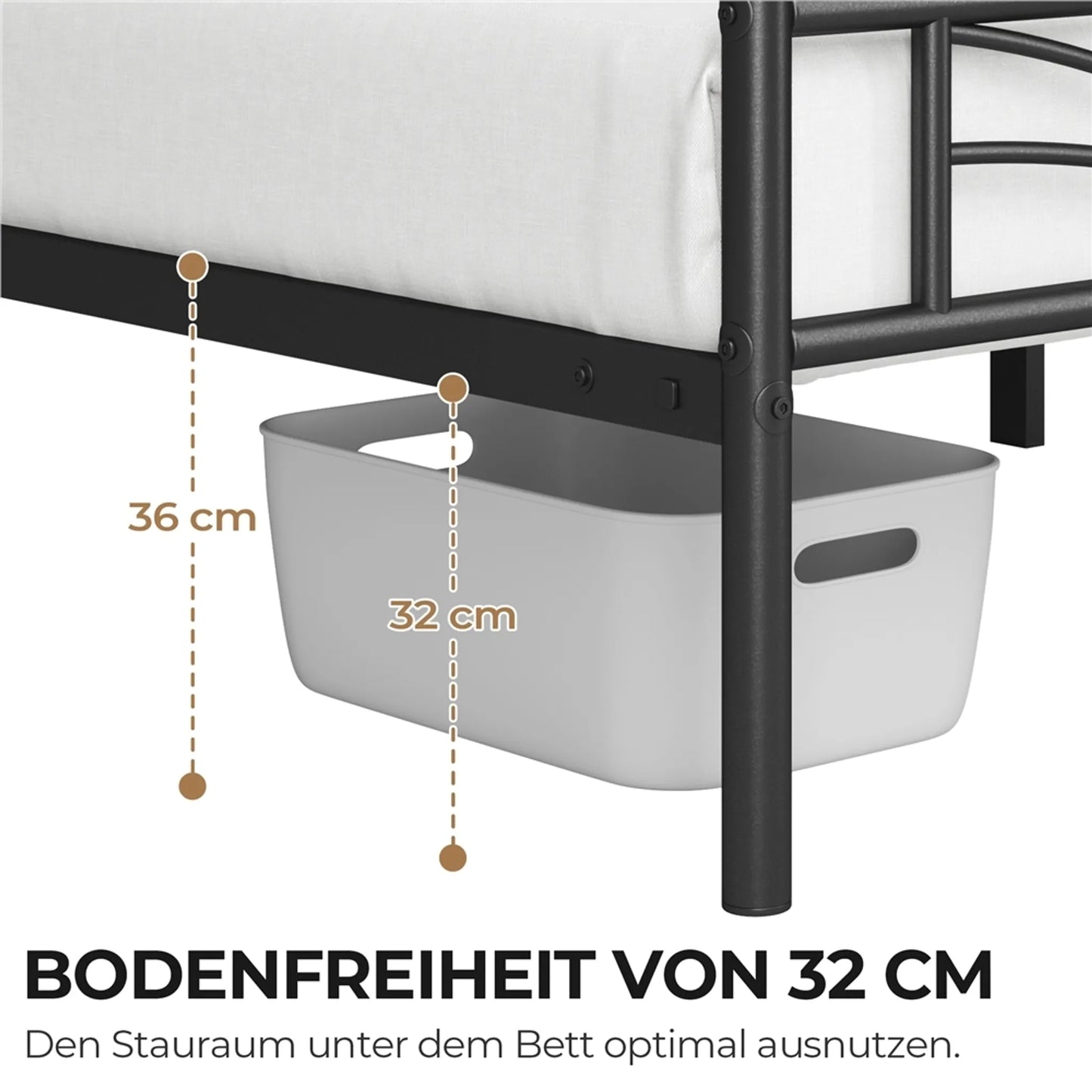 Yaheetech Cadre de lit en métal Cloud - 207,5 x 96,5 x 88,5 cm - équipé d'une tête de lit haute et d'un sommier à lattes et d'un espace de rangement de 32 cm - pour la chambre à coucher et la chambre d'amis - métal noir