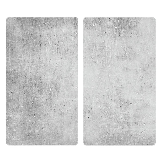 Plaques de protection pour plaques de cuisson Allstar en béton - Lot de 2 - Aspect marbre gris - Verre trempé 4 mm - 30 x 52 cm par plaque