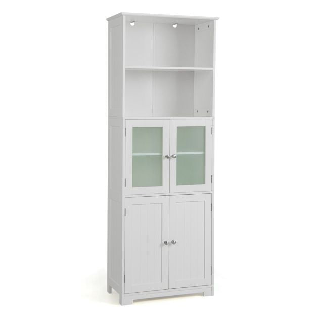 Coast Armoire de toilette - MDF avec verre - 60 x 30 x 163 cm - Blanc