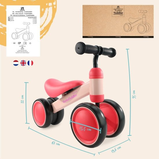 LifeGoods TurboToddler Balance Bike - Jouets à partir de 1 an - Garçons et filles - Scooter pour enfants - Rose
