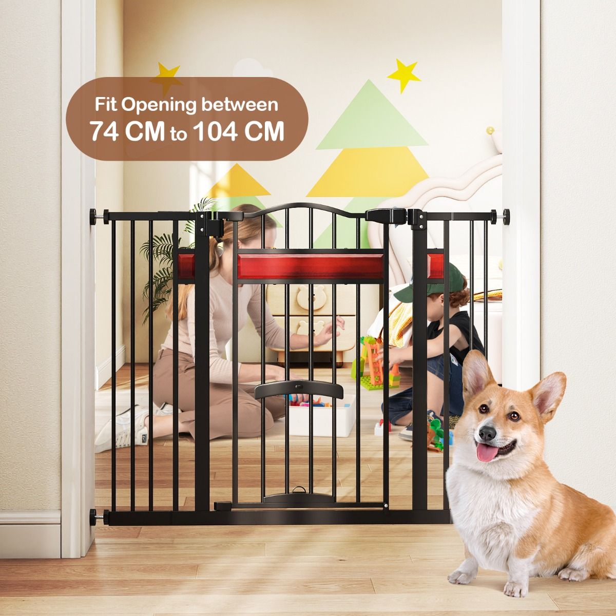 Barrière de sécurité Coast avec petite porte - réglable de 74 à 104 cm - double verrouillage - noir
