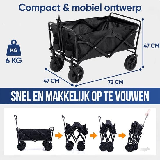 Wagon pliable - Avalo - 72x47x47 cm - 65L - Roues 360º - noir