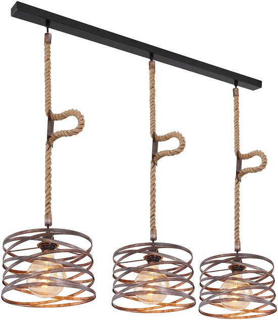 Globo - lampe suspendue - Marco - noir - métal - grande lampe de table de salle à manger - E27 - 15641-3H