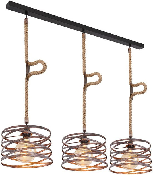 Globo - lampe suspendue - Marco - noir - métal - grande lampe de table de salle à manger - E27 - 15641-3H
