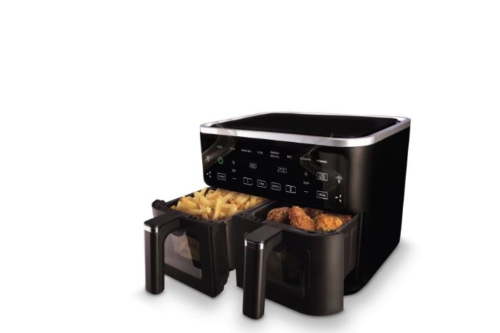Friteuse à air chaud double starQ, noire - 9 L - 2 500 W - 2 x 4,5 L