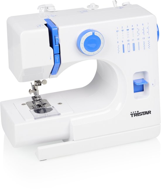 Machine à coudre Tristar SM-6003 – 14 motifs – Enfile-aiguille automatique et bras libre – Éclairage LED – Accessoires inclus – Pour débutants