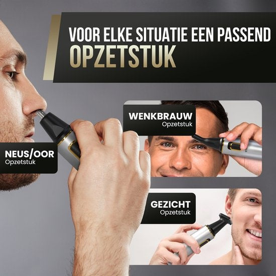 Strex 3 In 1 Nose Hair Trimmer Set - Rechargeable & Lavable - Tondeuse nez / Tondeuse oreilles / Tondeuse sourcils / Tondeuse barbe - Hommes & Femmes
