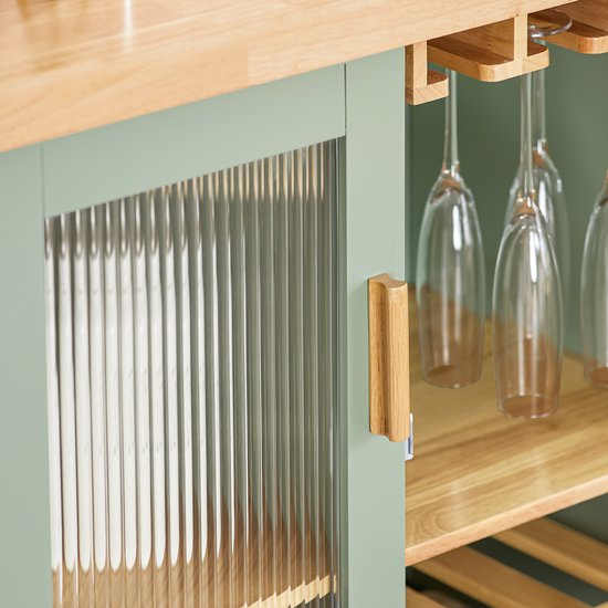 SoBuy FSB81-GR Meuble de cuisine - Meuble buffet vert avec tiroirs et portes en verre