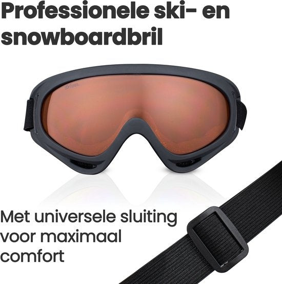 Skibril - Verstelbaar - UV Beschermend - Snowboardbril - Dames / Heren - Oranje