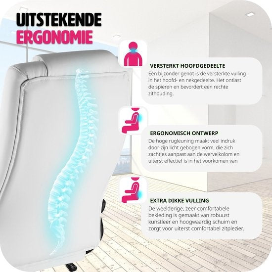 tectake® - Siège de direction de luxe Siège de bureau Siège de bureau - simili cuir - blanc