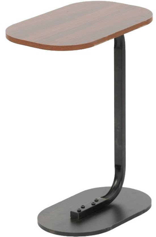 Table d'appoint - Marron - Table banc - Métal et bois - Table basse - Forme C - 45x28x60 cm