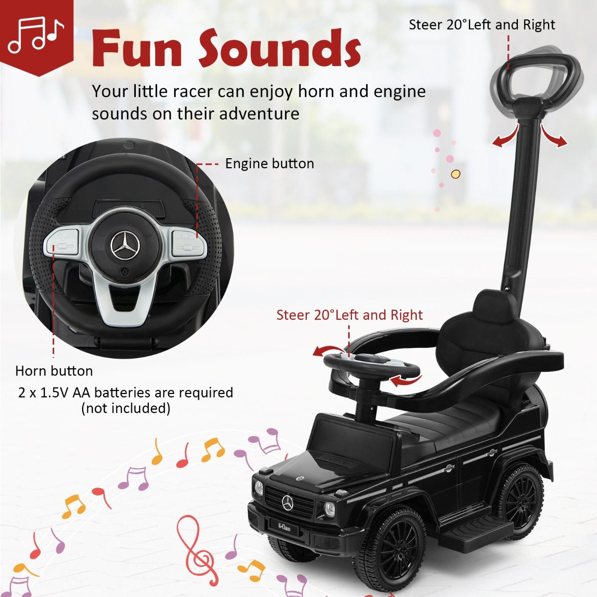 coast Mercedes-Benz G350 Poussette - Runabout - Noir - 87×35×95 cm