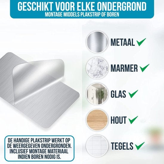 Avalo Support de douche d'angle - 2 pièces - Pas de perçage ni de vissage - Fixation par bande adhésive