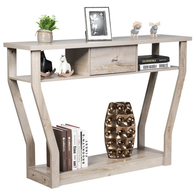 Table console Coast avec tiroir et étagère - 3 niveaux - Moderne