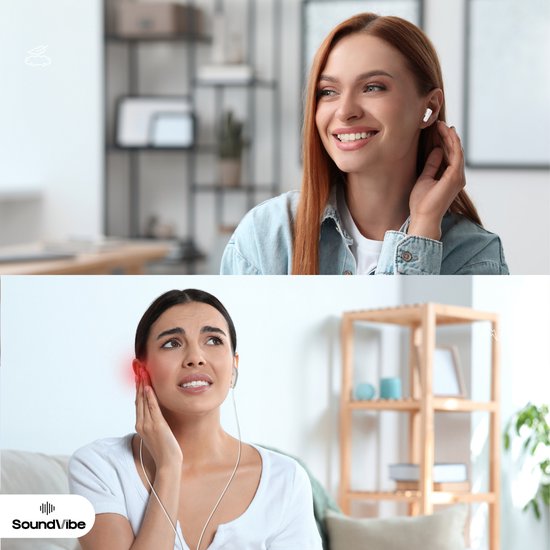 SoundVibe® - Earbuds Wireless With Noice Cancelling - White - Bluetooth Earbuds - Noice Cancelling Headphones - LX-10 Earpods with Screen - Works With Apple And Android - Earpods USB C - Wireless Earphons - Earphones Wireless