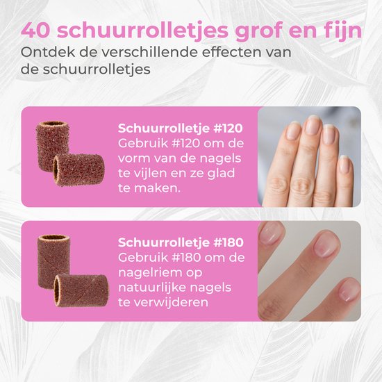 Nuvance Lime à ongles électrique - 15000 RPM - Moulin à ongles - 12 embouts - 40 rouleaux de ponçage - Set Manucure & Pédicure