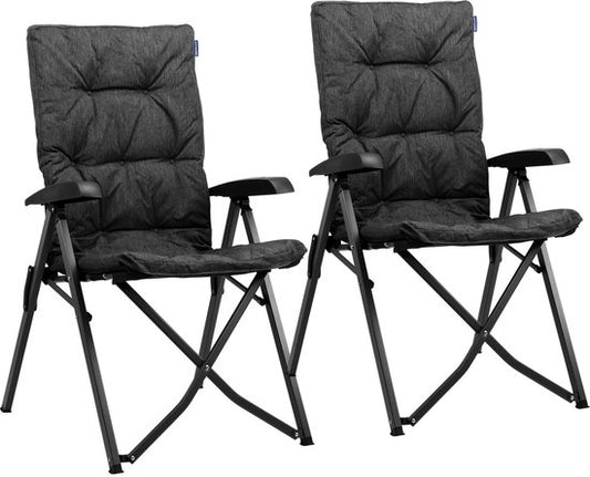 TRVLMORE Chaise de camping - Sac de transport inclus - Duo Pack - Capacité de charge de 150 kg - Chaise de camping - Compartiment de rangement - Chaise pliante - Noir