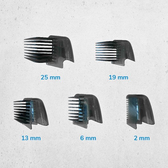 Mediashop Micro Touch Titanium Trim - tondeuse avec lames en acier inoxydable - coupe, rasage et coiffage - tondeuse pour cheveux, visage et corps - 5 embouts - tondeuse - recommandée par Dominic Thiem