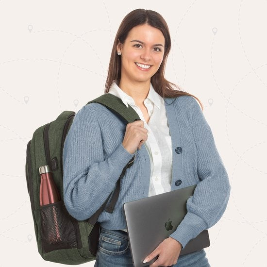 TRVLMORE Sac à dos - 36L - 17.3 inch - Sac à dos pour ordinateur portable - Sac d'école - Unisexe - Vert résistant aux éclaboussures